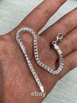 Real Solid 925 Sterling Silver Franco Bracelet 2.5-5mm ITALY MADE Men's Pulsera