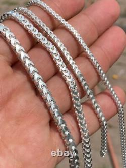 Real Solid 925 Sterling Silver Franco Bracelet 2.5-5mm ITALY MADE Men's Pulsera