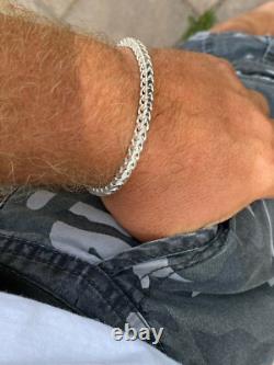 Real Solid 925 Sterling Silver Franco Bracelet 2.5-5mm ITALY MADE Men's Pulsera