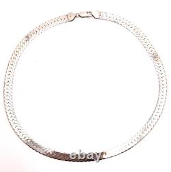 Real Solid 925 Sterling Silver Herringbone Chain Necklace Made in Italy