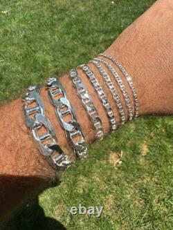 Real Solid 925 Sterling Silver Mariner Link Bracelet ITALY 2.5-16mm ITALY MADE