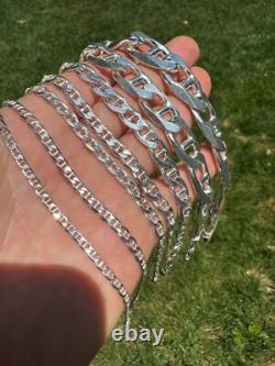 Real Solid 925 Sterling Silver Mariner Link Bracelet ITALY 2.5-16mm ITALY MADE