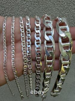 Real Solid 925 Sterling Silver Mariner Link Bracelet ITALY 2.5-16mm ITALY MADE