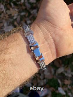 Real Solid 925 Sterling Silver Mens Iced Presidential Bracelet CZ Hip Hop