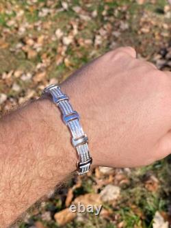 Real Solid 925 Sterling Silver Mens Iced Presidential Bracelet CZ Hip Hop