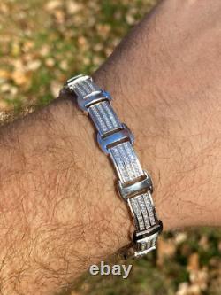 Real Solid 925 Sterling Silver Mens Iced Presidential Bracelet CZ Hip Hop