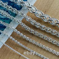 Real Solid 925 Sterling Silver Wheat Spiga Rope Chain Necklace Made in Italy