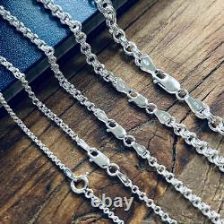 Real Solid Sterling Silver Double Rolo Chain Necklace Made in Italy