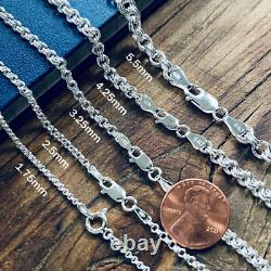 Real Solid Sterling Silver Double Rolo Chain Necklace Made in Italy