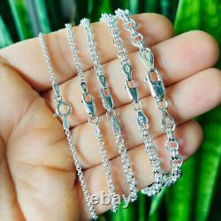 Real Solid Sterling Silver Double Rolo Chain Necklace Made in Italy