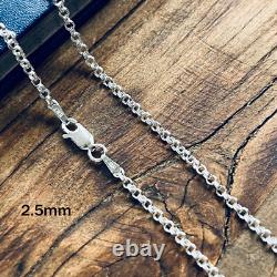 Real Solid Sterling Silver Double Rolo Chain Necklace Made in Italy