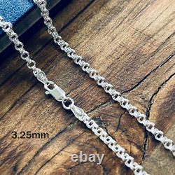 Real Solid Sterling Silver Double Rolo Chain Necklace Made in Italy Real Solid Sterling Silver Double Rolo Chain Necklace Made in Italy