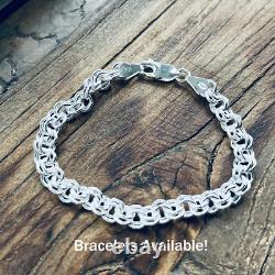 Real Solid Sterling Silver Double Rolo Chain Necklace Made in Italy