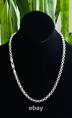 Real Solid Sterling Silver Double Rolo Chain Necklace Made in Italy Real Solid Sterling Silver Double Rolo Chain Necklace Made in Italy