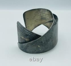 Rebajes Vintage Sterling Silver Modernist Hand Made Cuff Bracelet