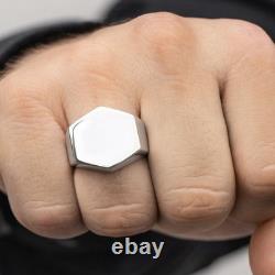 Refined Hexagon Signet ring, strength & chic made of solid 925 sterling silver
