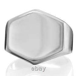 Refined Hexagon Signet ring, strength & chic made of solid 925 sterling silver