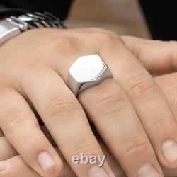Refined Hexagon Signet ring, strength & chic made of solid 925 sterling silver
