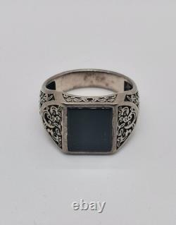 Ring Sterling silver 925 Made in Spain Onyx stone Size 12, 8.5 grams