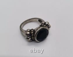 Ring Sterling silver 925 Onyx stone Grams 8.5 Size 8 Made in Italy