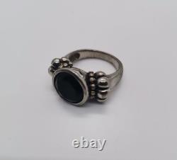 Ring Sterling silver 925 Onyx stone Grams 8.5 Size 8 Made in Italy