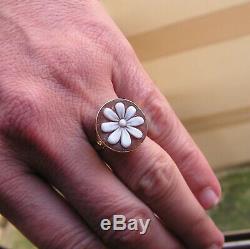 Ring Victorian Shell Cameo Silver Gold Yellow dipper Made Italy Flower