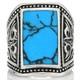 Rings, made of 925 Sterling Silver set with Malachite or Turquoise Stones