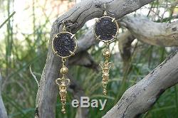 Roman Coin Earrings 22Kt Gold over Sterling Silver Made in Italy