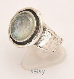 Roman Glass Hand Made Ring In Sterling Silver 925