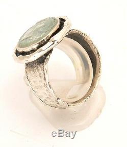 Roman Glass Hand Made Ring In Sterling Silver 925