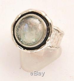 Roman Glass Hand Made Ring In Sterling Silver 925