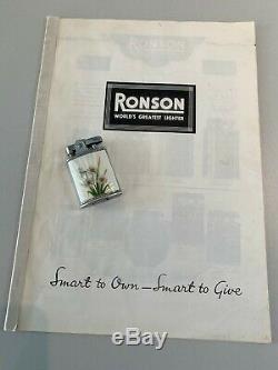 Ronson 925 Sterling Silver Guilloché Enamel Lighter. Pat 621570 Made In England