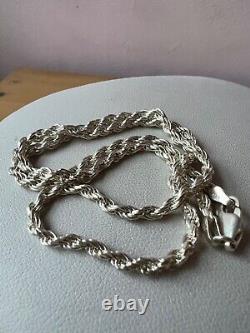 Rope Chain Necklace 925 Sterling Silver Short, Thick, Well Made Italy