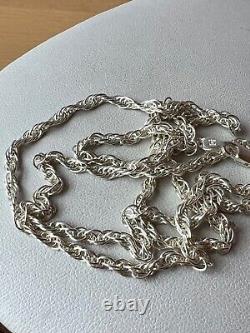 Rope Chain Necklace 925 Sterling Silver Well Made Italy Approx. 23.5 Long