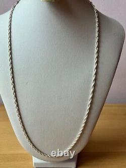 Rope Chain Necklace 925 Sterling Silver Well Made Italy Approx. 23.5 Long