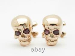 Rose Gold Sterling Silver Custom Hand Made 3D Skull & Bone Design Cufflinks Gift
