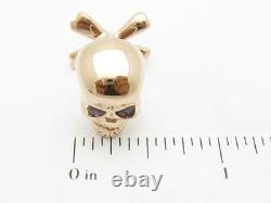 Rose Gold Sterling Silver Custom Hand Made 3D Skull & Bone Design Cufflinks Gift