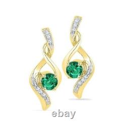 Round Syn Emerald Stud Earrings 925 Sterling Silver Minimalistic Luxe Jewelry