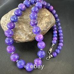 Royal Purple Stone Graduated Bead Navajo Sterling Silver Necklace 21 18076