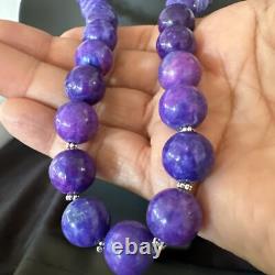 Royal Purple Stone Graduated Bead Navajo Sterling Silver Necklace 21 18076