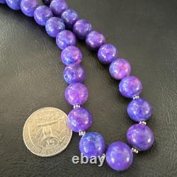 Royal Purple Stone Graduated Bead Navajo Sterling Silver Necklace 21 18076