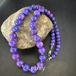 Royal Purple Stone Graduated Bead Navajo Sterling Silver Necklace 21 18076