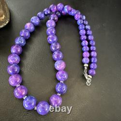 Royal Purple Stone Graduated Bead Navajo Sterling Silver Necklace 21 18076