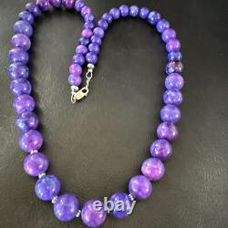 Royal Purple Stone Graduated Bead Navajo Sterling Silver Necklace 21 18076