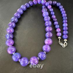 Royal Purple Stone Graduated Bead Navajo Sterling Silver Necklace 21 18076