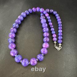 Royal Purple Stone Graduated Bead Navajo Sterling Silver Necklace 21 18076