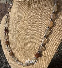 Rutiled Quartz and Sterling Silver Necklace Hand-made Gemstone Beads