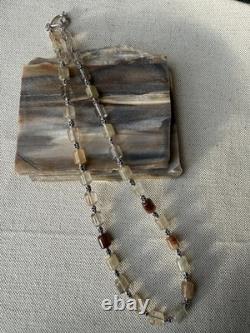 Rutiled Quartz and Sterling Silver Necklace Hand-made Gemstone Beads
