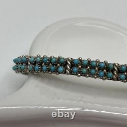 S. Haloo Zuni Sterling Silver 60 Snake Eyes Turquoise Hand Made Cuff Bracelet