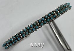 S. Haloo Zuni Sterling Silver 60 Snake Eyes Turquoise Hand Made Cuff Bracelet